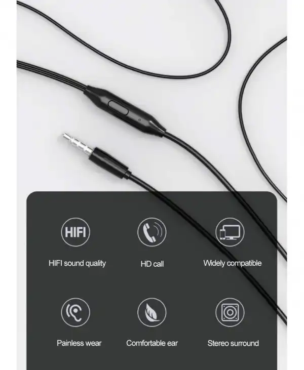 Lenovo Wired Metal Earphone HF130 Black