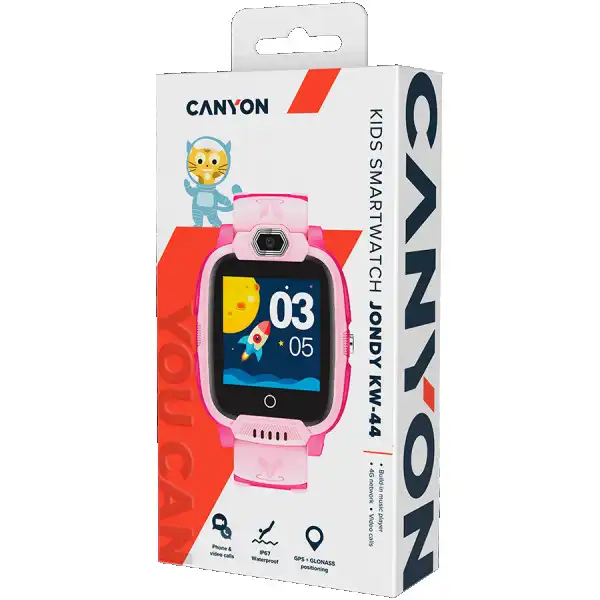 CANYON Jondy KW-44, Kids smartwatch, 1.44IPS colorful screen 240*240,  ASR3603S, Nano SIM card, 192+128MB, GSM(B3B8), LTE(B1.2.3.5.7.8.20) 