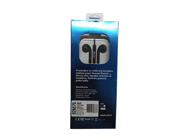 Slušalice za mobilni sa mikrofonom/stereo/3.5mm jack/kabl 1.3 m/IPHONE EARBUD OBLIK/box/crna ( 122424 )