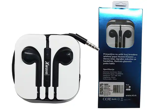 Slušalice za mobilni sa mikrofonom/stereo/3.5mm jack/kabl 1.3 m/IPHONE EARBUD OBLIK/box/crna ( 122424 )