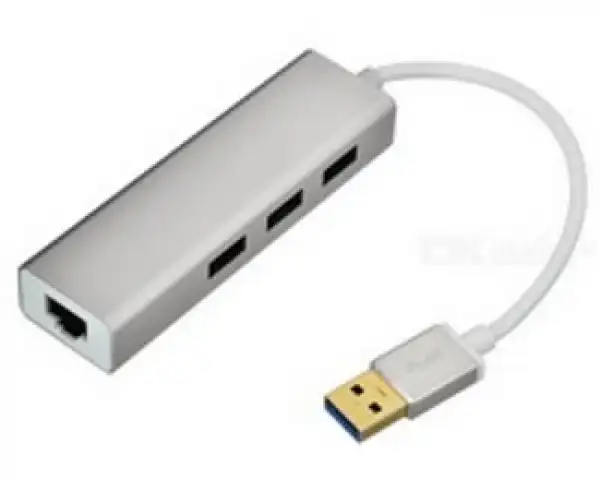 FAST ASIA USB 3.0 - HUB 3port + RJ45 (ž) beli