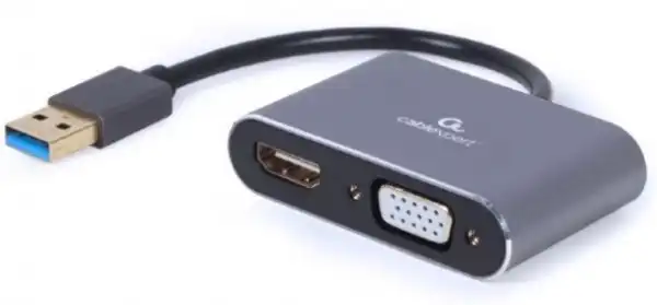 Gembird USB to HDMI + VGA display adapter, space grey A-USB3-HDMIVGA-01
