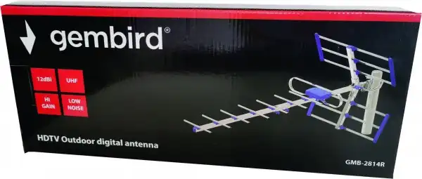 Gembird Antena digital HDTV Loga UHF, F-Konektor, duina 84cm, dobit 12dB aluminium 560 GMB-2814R **