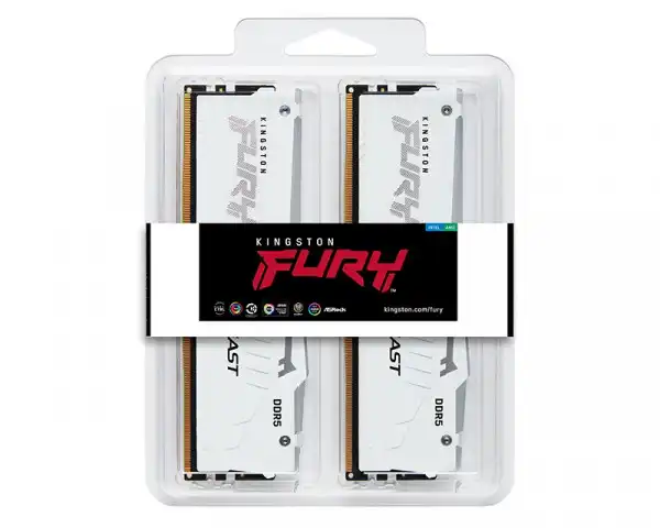 KINGSTON DIMM DDR5 64GB (2x32GB kit) 5600MTs KF556C36BWEAK2-64 Fury Beast RGB White Expo