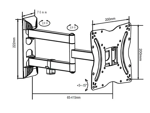 Nosac za TV/17''-42''/ARM/LONG/NAGIB-15°do+5°/ROTACIJA 180°/VESA:200x200/do 30kg/7-42cm od zida ( 116074 )