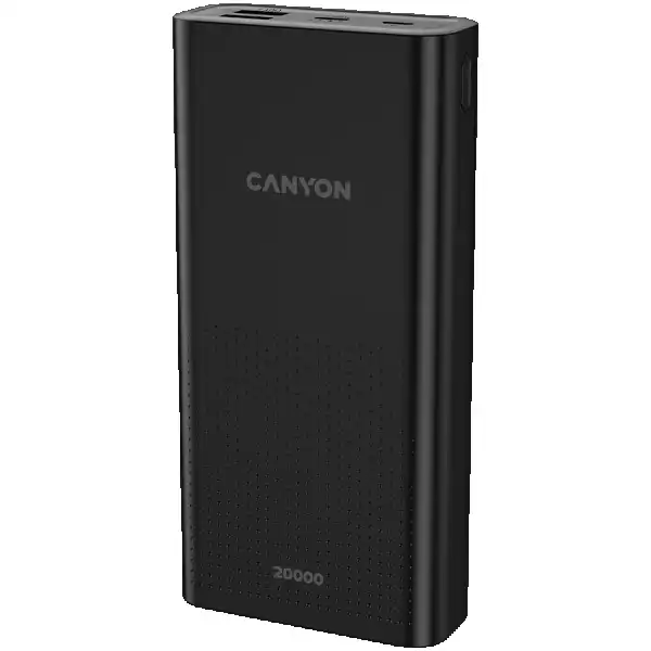 CANYON  PB-2001 Power bank 20000mAh Li-poly battery, Input 5V2A , Output 5V2.1A(Max), 144*69*28.5mm, 0.440Kg, Black ( CNE-CPB2001B ) 
