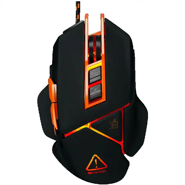 CANYON Optical gaming mouse, adjustable DPI setting 80016002400320048006400, LED backlight, moveable weight slot and retractable top cover 
