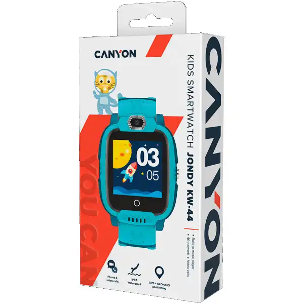 CANYON Jondy KW-44, Kids smartwatch, 1.44IPS colorful screen 240*240,  ASR3603S, Nano SIM card, 192+128MB, GSM(B3B8), LTE(B1.2.3.5.7.8.20) 
