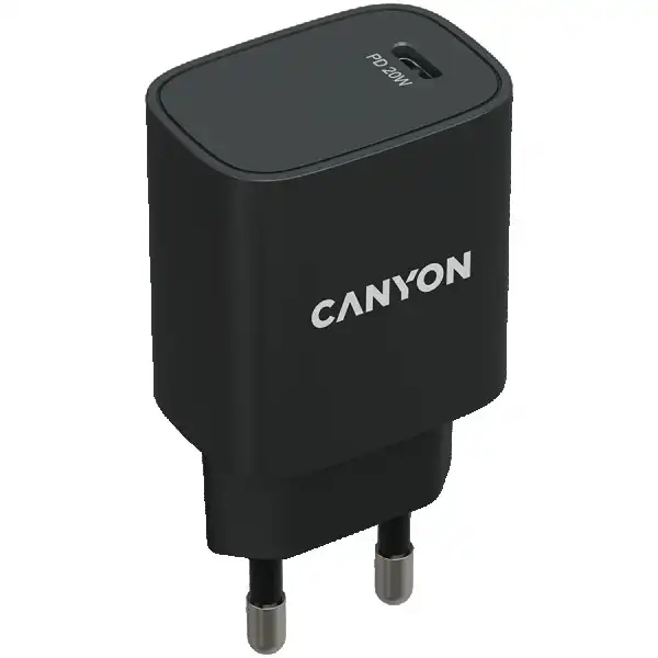 Canyon, PD 20W Input: 100V-240V, Output: 1 port charge: USB-C:PD 20W (5V3A9V2.22A12V1.67A) , Eu plug, Over- Voltage ,  over-heated, over-cu