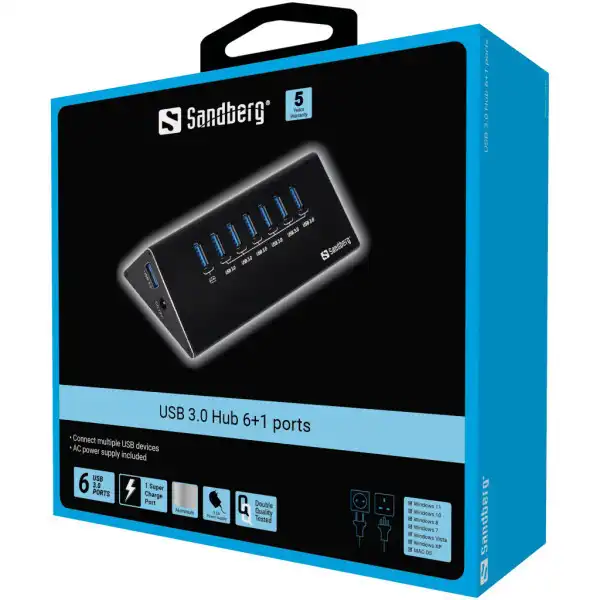 USB HUB 7 port Sandberg USB 3.0 sa napajanjem 133-82