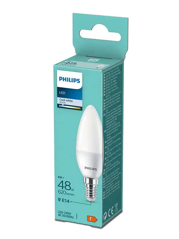 PS777 Philips LED sijalica 6W (48W) B35 E14 CW 4000K FR ND 1PF/12-DISC