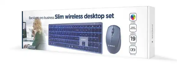 KBS-ECLIPSE-M500 Backlight Pro Business Slim wireless desktop set, US layout, black