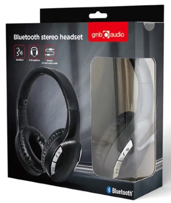 BTHS-01-BK Gembird Bluetooth stereo Slusalice sa mikrofonom, Black