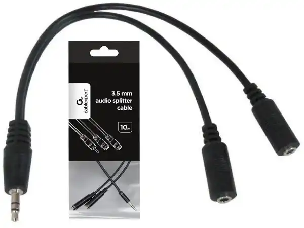 CCA-415-0.1M Gembird 3.5mm stereo plug to 2X3.5mm stereo socket 10cm audio splitter kabl