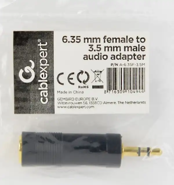 A-6.35F-3.5M Gembird 6.35 mm zenski na 3.5 mm muski audio adapter