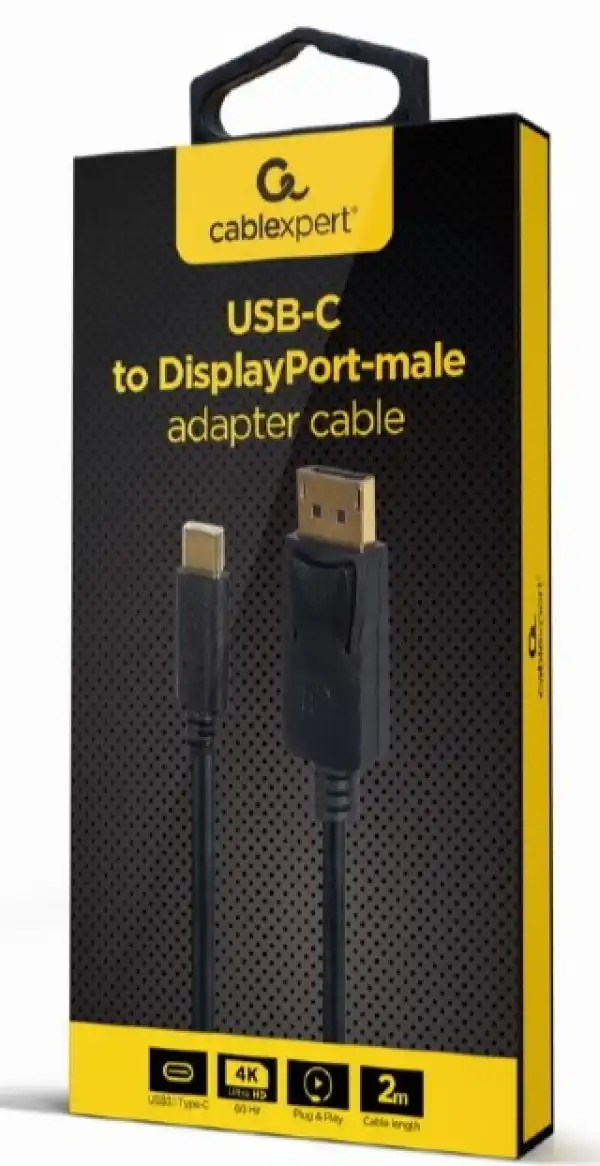 A-CM-DPM-01 Gembird USB-C to DisplayPort-male adapter, 4K 60 Hz, 2 m, black