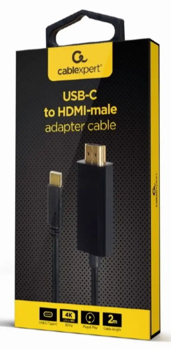 A-CM-HDMIM-01 Gembird USB-C male to HDMI-male adapter, 4K 30Hz, 2 m, black