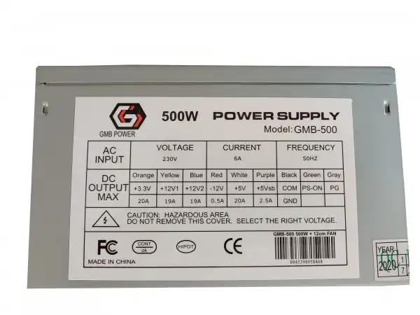 Gembird napajanje 500W 12cm FAN, 20+4pin, 4pin 12V, 2xSATA 2xIDE 4-pin, bez kutije(827) GMB-500-12