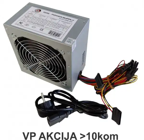 Gembird napajanje 500W 12cm FAN, 20+4pin, 4pin 12V, 2xSATA 2xIDE 4-pin, bez kutije(827) GMB-500-12