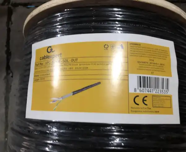 Gembird, UTP cat.5E Outdoor, solid 24AWG, 0.51mm PREMIUM CCA kotur pun presek 305m UPC-5290E-SOL-OUT