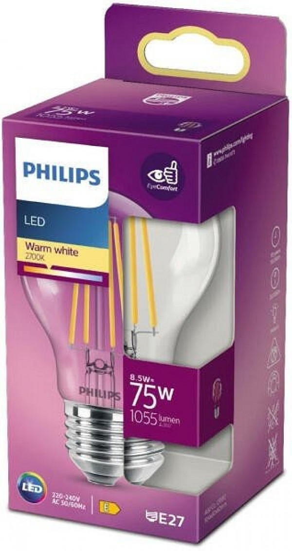 PHILIPS LED Sijalica FILAMENT E27 8.5W WW 2700K