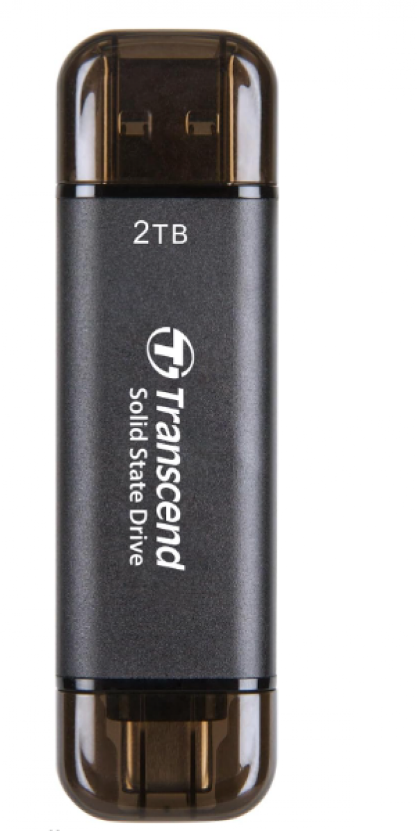 TRANSCEND 2TB, Portable SSD, ESD310, USB 3.1 Gen 2, USB Type-A/USB Type-C, Write up to 950 MB/s, Read up to 1050 MB/s, Silver ( TS2TESD310S )