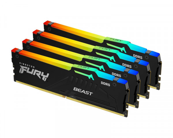 KINGSTON DIMM DDR5 128GB (4x32GB kit) 5200MTs KF552C40BBAK4-128 FURY Beast Black RGB XMP 