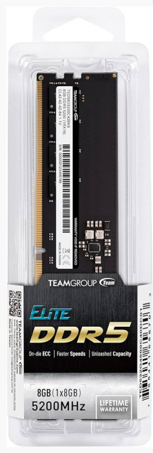TeamGroup DDR5 TEAM ELITE DESKTOP 8GB 5200MHz TED58G5200C42016
