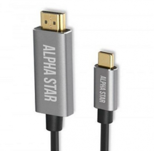 Alpha star USB kabl TIP-C/USB 3.0(tip A-muški)-USB 3.1 (TIP C-muški)/dužina2m/3A/Aluminium/tamno sivi upleten ( 111097 )