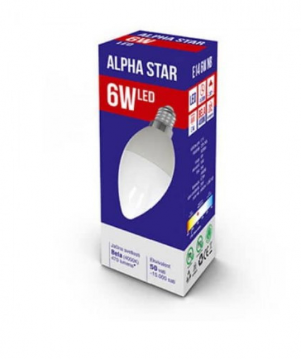 Alpha star Led Sijalica E14 6W,Bela, 6400K,  candle ( 97700 )