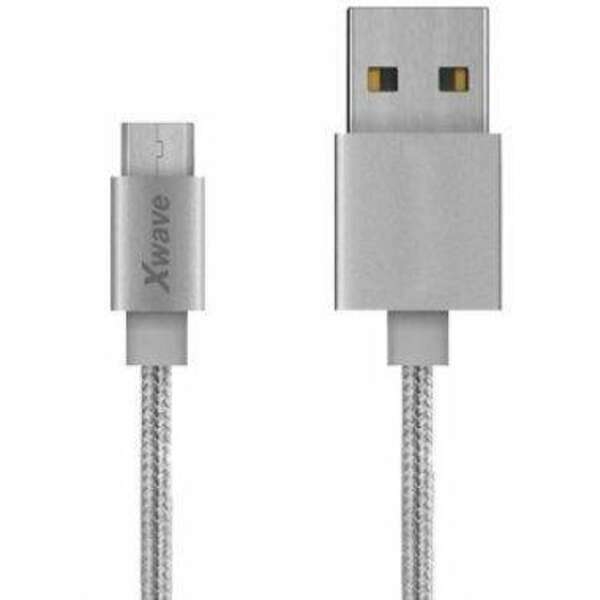Xwave USB kabl /USB 2.0 (tip A -muški) -Micro USB (tip A -muški)/dužina 2m/2A/Aluminium/srebrni upleteni ( 111079 )