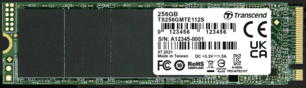 TRANSCEND M.2 256GB NVMe, 2280,PCIe Gen3x4, M-Key, 3D TLC, DRAM-less, Single-sided ( TS256GMTE112S )