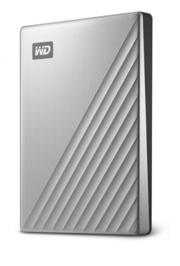 WD External HDD 4TB for Mac, USB3.2 Gen 1 Type-C (5Gbps), My Passport Ultra, Preformatted HFS+, Silver ( WDBPMV0040BSL-WESN )