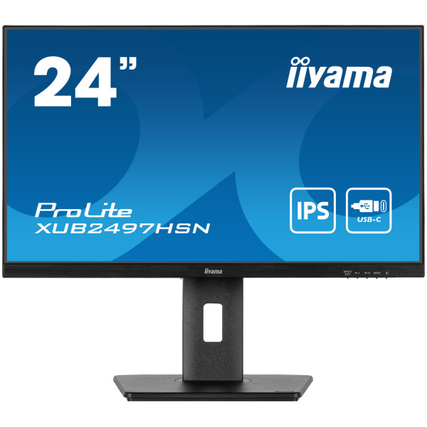 IIYAMA Monitor LED XUB2497HSN-B1 24'' IPS 1920 x 1080 @100Hz  16:9 250cd 1300:1 1ms HDMI DP DO Out USB Hub, USB Type C 65W RJ45 	height, swi