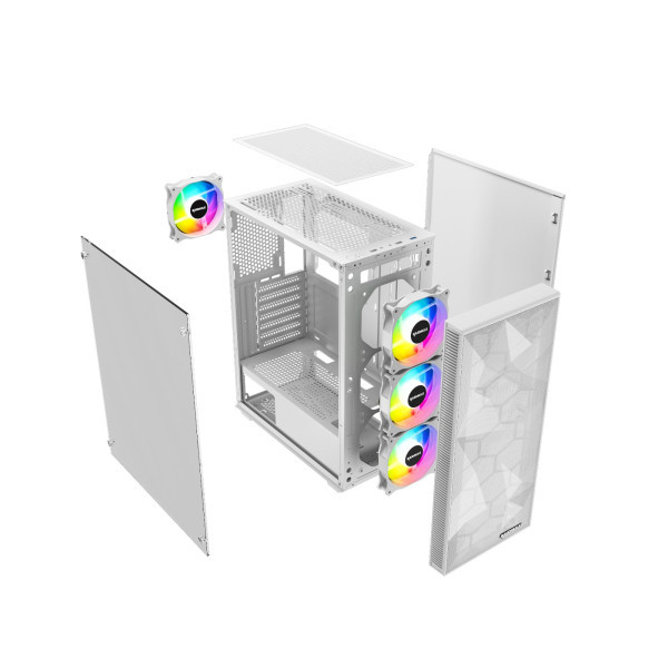 Kuciste Raidmax Talos windowWhite, 4x 120mm FRGB650WRT650RGBW