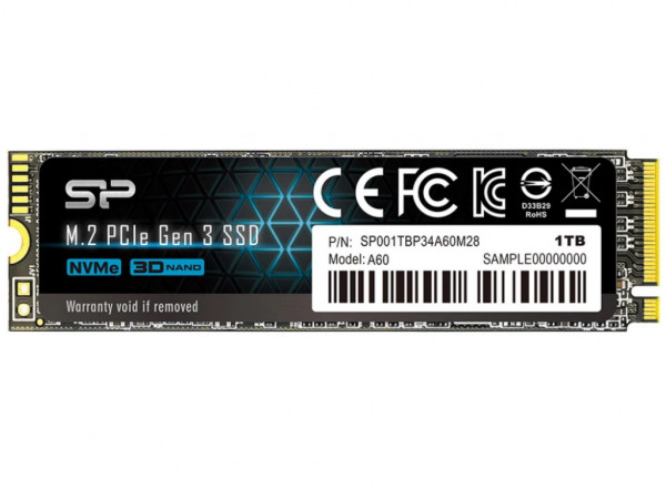 SILICON POWER SSD A60 1TB/M.2/PCle/crna