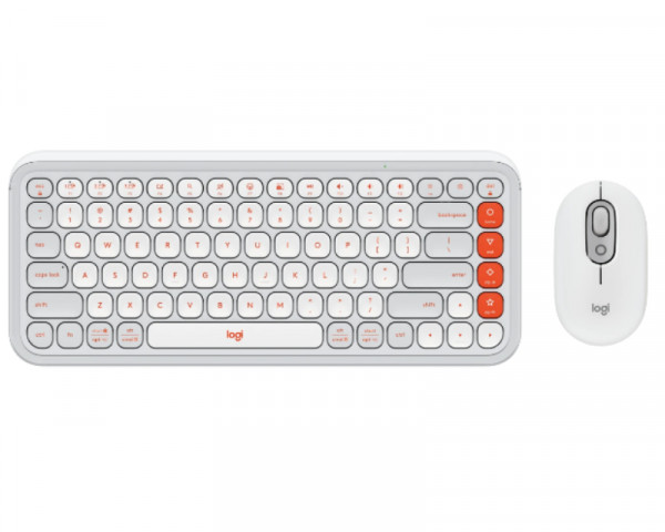 LOGITECH Pop Icon Graphite Combo wireless US tastatura i miš bela