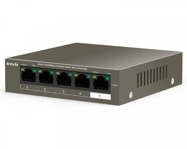 TENDA TEF1105P-4-63W 5-Port 10100Mbps Desktop Switch with 4-Port PoE 