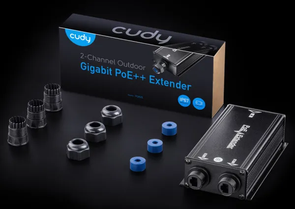 Cudy POE25 30W Gigabit PoE+/PoE Injector, 2-Channel Outdoor PoE Extender, 100m