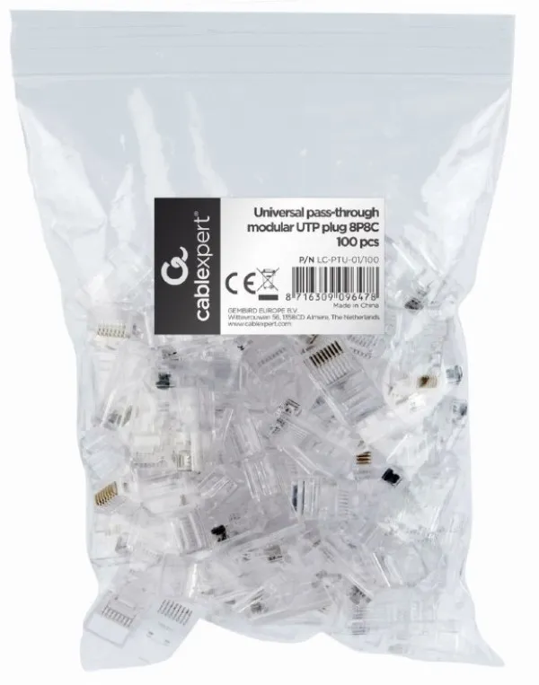 LC-PTU-01/100 Gembird Univerzalni pass-through modul UTP plug RJ45 8P8C, 100u pak /CENA PO PAKOVANJU