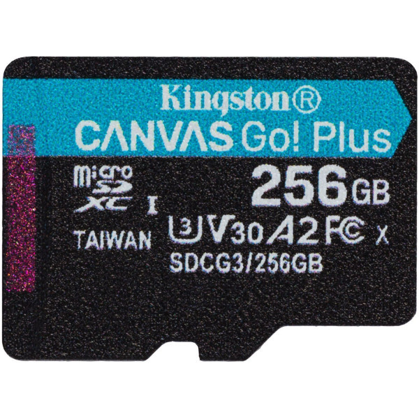 MicroSD 256GB Kingston Canvas GoPlus Class10 UHS-I U3 V30 A2, SDCG3256GB