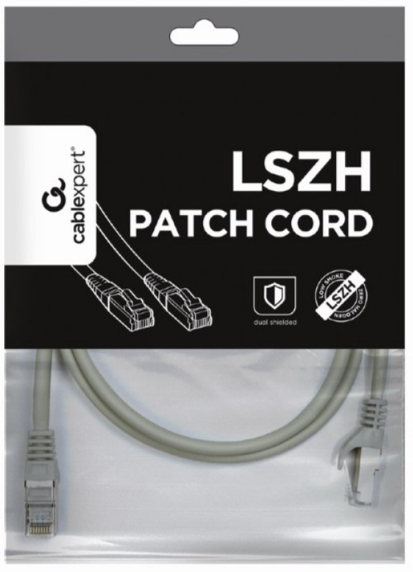 PP6A-LSZHCU-1M Gembird Mrezni kabl, SFTP CAT.6A BAKARNI LSZH Patch cord 1m Grey