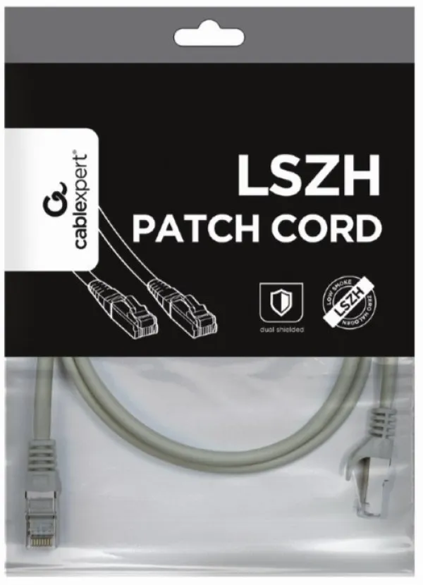PP6A-LSZHCU-0.5M Gembird Mrezni kabl, SFTP CAT.6A BAKARNI LSZH Patch cord 0.5m Grey