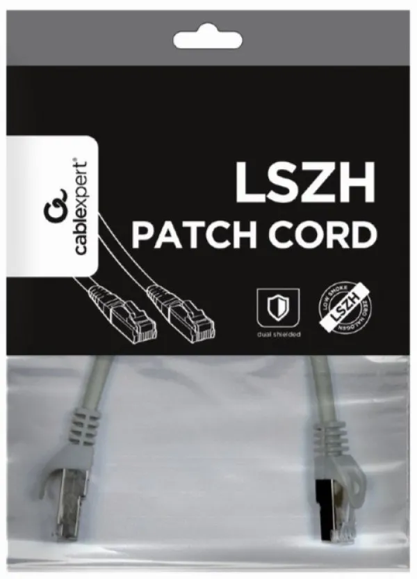 PP6A-LSZHCU-0.25M Gembird Mrezni kabl, SFTP CAT.6A BAKARNI LSZH Patch cord 0.25m Grey