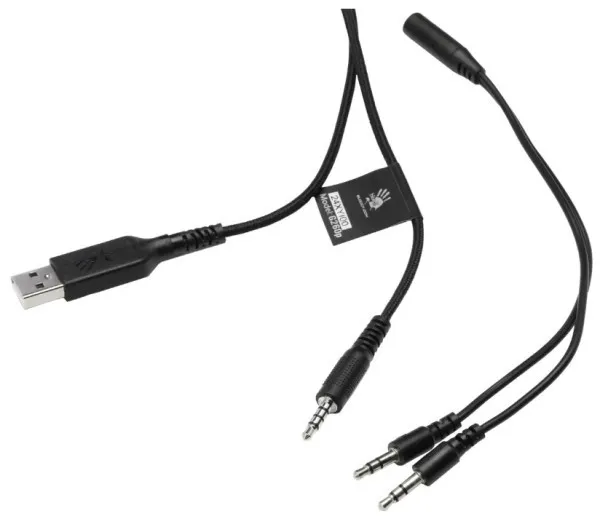 A4Tech Bloody gejmerske slusalice sa mikrofonom, A4 TECH A4-G260P BLACK 50mm/16ohm, USB za RGB, 3,5mm