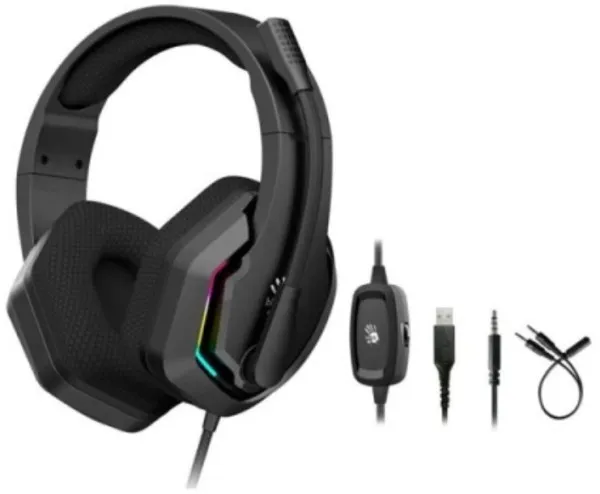 A4Tech Bloody gejmerske slusalice sa mikrofonom, A4 TECH A4-G260P BLACK 50mm/16ohm, USB za RGB, 3,5mm