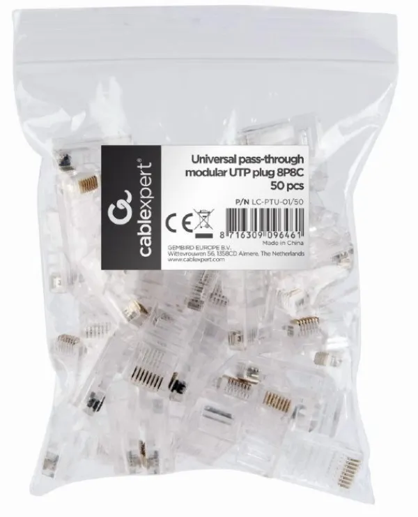 LC-PTU-01/50 Gembird Univerzalni pass-through modul UTP plug RJ45 8P8C, 50 u pak /CENA PO PAKOVANJU