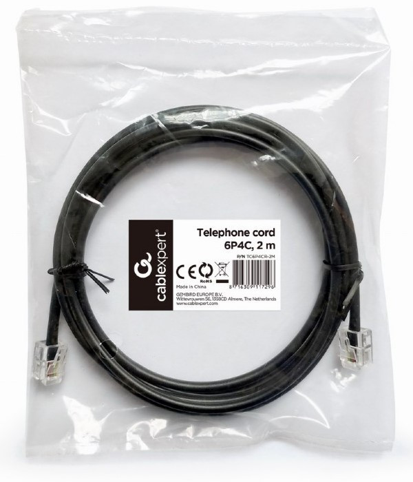 TC6P4CR-2M Gembird telefonski kabl Okrugli, 2m