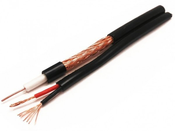 KABL-COAX-RG59+2x0.75 BC/PVC/100M CCTV Bakarni Koaksialni kabl sa napojnim kablom2x0,75mm black 100m