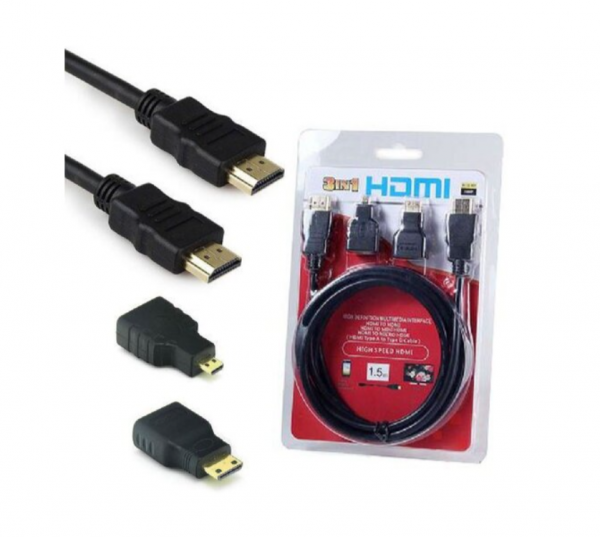 Kettz Kabl HDMI + adapteri Micro i Mini HDMI 1.5m